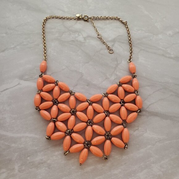 🧡 J.Crew Orange Geometric Beaded Statement Necklace 🧡 - Picture 9 of 15